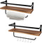 PHUNAYA Floating Shelves,Wall Mounted Shelf for Kitchen,Living Room,Bedroom,Bathroom Storage,Rustic Wood,Set of 2(Carbonized Black)