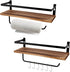 PHUNAYA Floating Shelves,Wall Mounted Shelf for Kitchen,Living Room,Bedroom,Bathroom Storage,Rustic Wood,Set of 2(Carbonized Black)