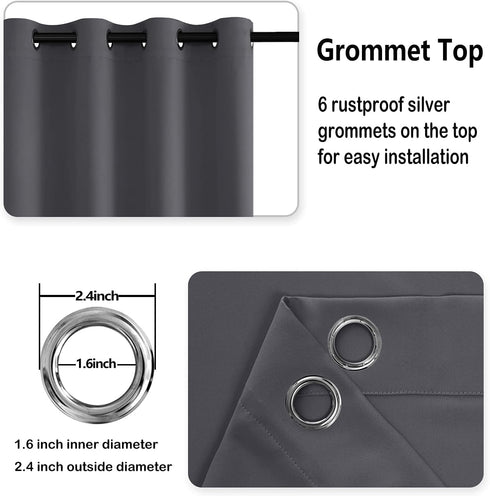 DWCN Blackout Curtains for Bedroom & Living Room, Thermal Insulated Light Blocking Drapes with Tiebacks, 42 x 54