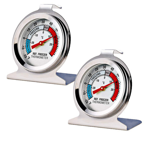 2 Pack Large Dial Analog Refrigerator Freezer Thermometer