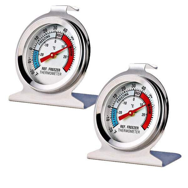 2 Pack Large Dial Analog Refrigerator Freezer Thermometer
