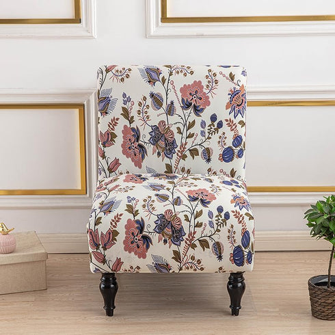 Armless 06 Accent Chair Cover - Soft Printed Slipcover for Living Dining Room Slipper Chairs
