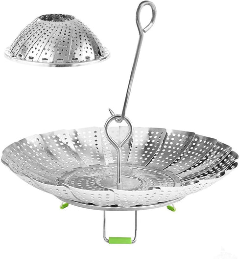 Stainless Steel Steamer Basket for Instant Pot, Adjustable Sizes for Veggie/Seafood Cooking (5.1" to 9.5")