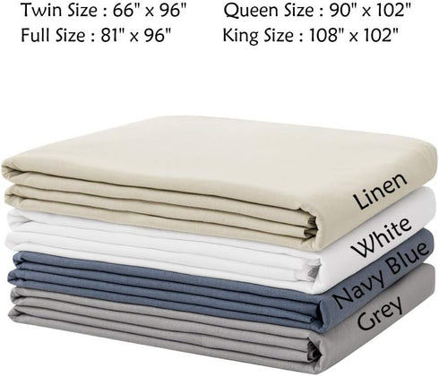55% 45% BISELINA Linen Sheet French Flax Flat Sheet with Pleated Ruffles Euro Linen Cotton Solid Color Soft Breathable