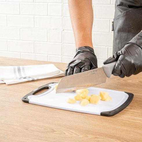 Comfy Grip 3-Piece Cutting Board Set, Food-Grade Kitchen Boards with Deep Juice Grooves, White and Black