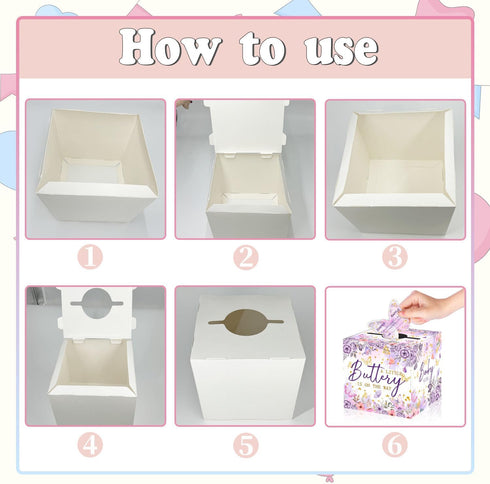 QZCYU 50 Pcs Butterfly Baby Shower Games, Butterfly Diaper Raffle Tickets with Diaper Raffle Card Box, Gender Reveal