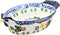 Vintage Chicken Shape Pie Pan, Butterfly and Flower Pattern Ceramic Bakeware Casserole Dish, 25 OZ Baking Pan for Oven