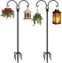 Outdoor Double Shepherds Hook with 5 Prong Base, 60 Inch Adjustable Heavy