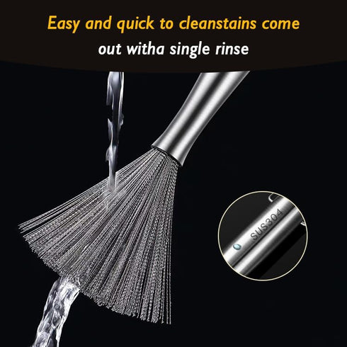 CloudMades Pot(2 Stainless Steel Dish Brush with Handle, Metal Steel Wool Scrubber for Cast lron, Cookware, PCS)