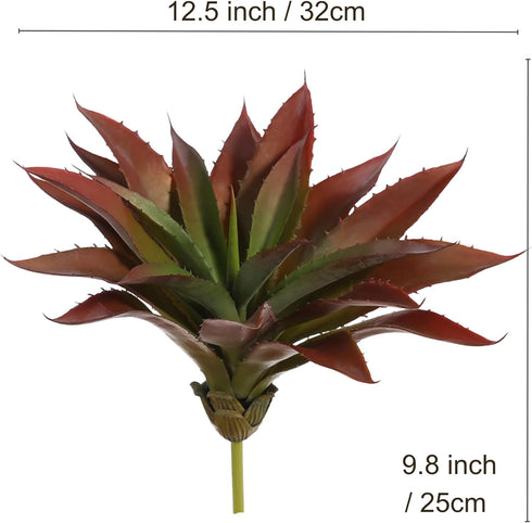 JUSTOYOU Large Artificial Succulents Aloe Plants - Real Touch Fake Flowers Unpotted (1, Green-Red)