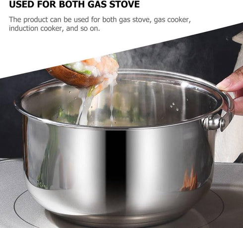 Hemoton 1.6L/1.5QT Stainless Steel Stockpot with Lid & Handle for Cooking Pasta, Soup, Stew