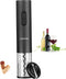 Electric Wine Bottle Opener, Corkscrew Key Set with Foil Cutter, Automatic Reusable Easy Carry Black Wine Opener Gift