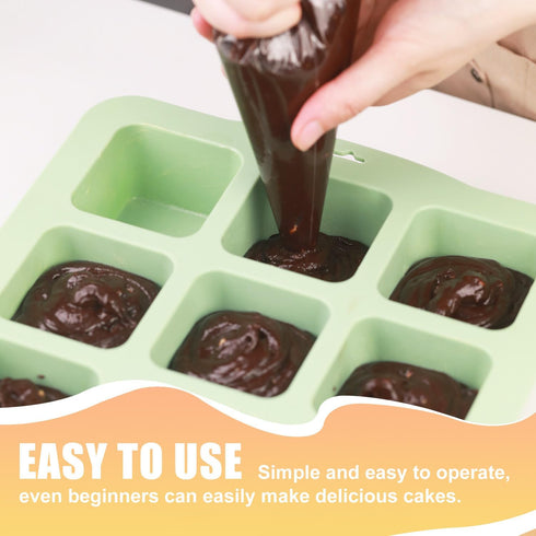 Silicone Brownie Pan with Dividers, 2 Set Non-Stick Baking Molds for Brownie Bites, Fudges, Keto Fat Bombs (12-Cavity)