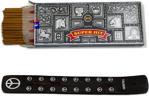TRUMIRI Incense Stick Holder Bundle with Satya Super Hit Incense Sticks, Pack of 1 (Approx 100 Sticks)