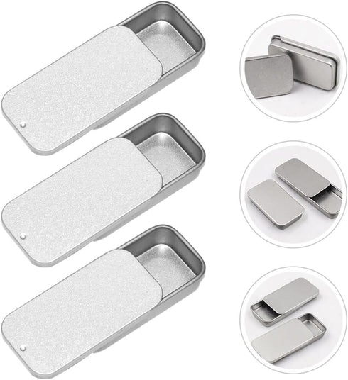 Hemoton 20pcs Rectangular Slide Top Tinplate Box, Sliding Cover Push-Pull Tin Box for Candies Jewelry Crafts Lip Balm