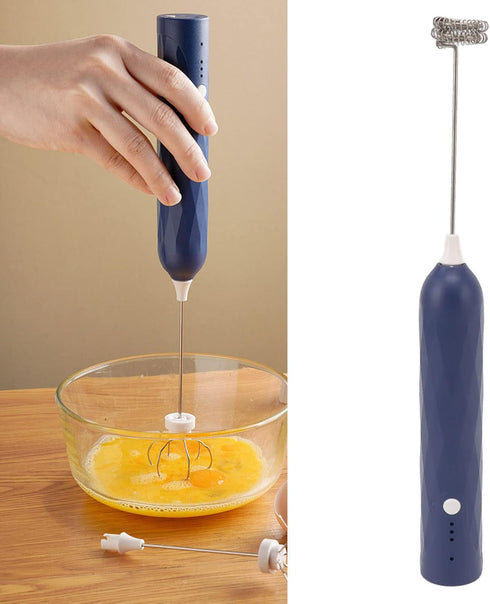 Handheld Milk Frother, Coffee Foam Maker USB Rechargeable Hand Drink Mixer with 3 Speeds and 2 Heads