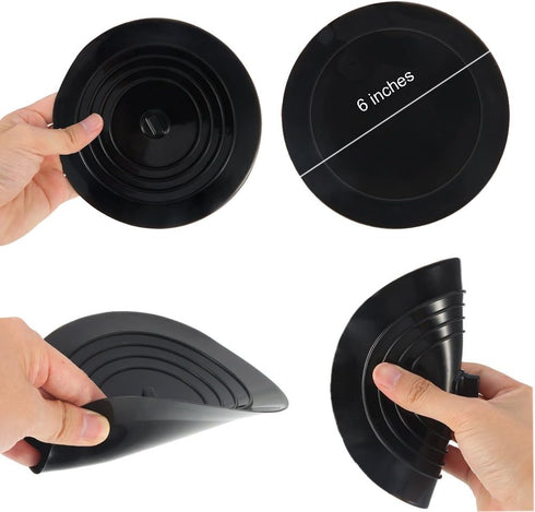 V-TOP 2 Pack Tub Stopper, 6 inches Large Silicone Drain Plug Hair Stopper Flat Suction Cover for Kitchen, Bathroom,
