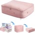 Ultra Space Saving Self Compression Organizer - Heavy Duty Moving Bags for Comforters, Clothes, Blankets (Pink, L)