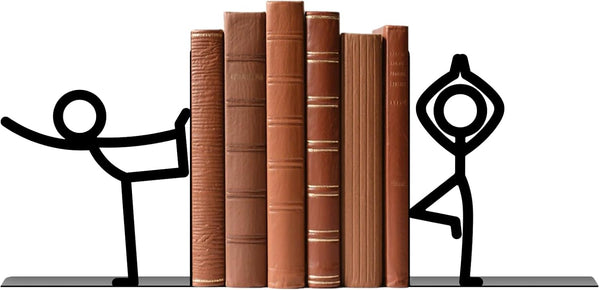 Metal Bookends Yoga-Style Bookends Decorative Cute Book Ends for Shelves Reading Decor