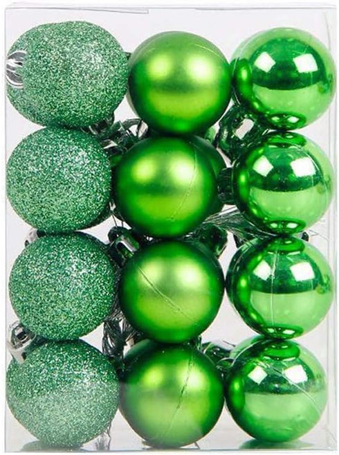 lasenersm 24 Pieces Small 1.18"/3cm Shatterproof Christmas Ball Ornaments, Green, for Christmas Tree