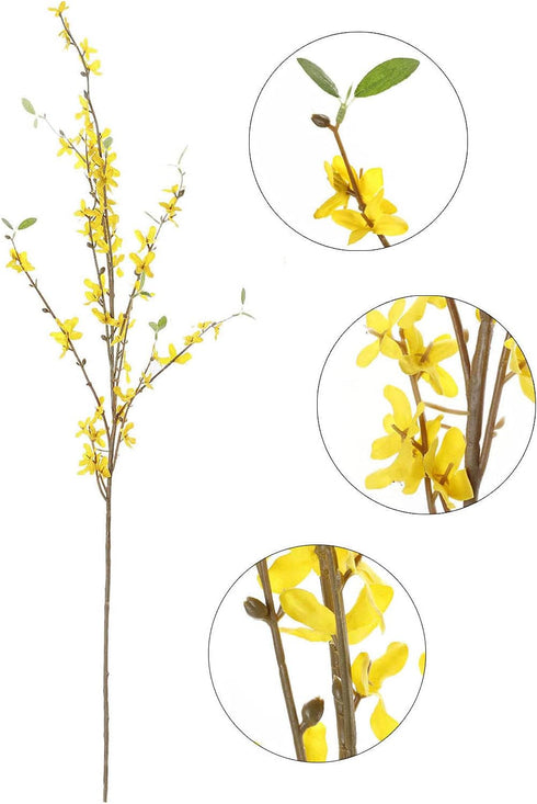 Artificial Forsythia Flowers, 6Pcs 39.4 Inch Silk Forsythia Branches for Flower Arrangement, Wedding Decoration