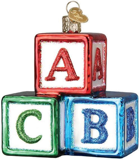Old World Christmas ABC Blocks Blown Glass 2020 - Unique Christmas Ornaments for Tree Decorations