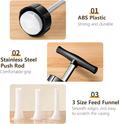 kulusion (3 Sausage Stuffer - Homemade Manual Sausage Maker, Fast Meat Filling Machine, Food Grade Kitchen Sausage