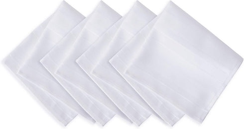 Newbridge White Denley Stripe Set of 4 Fabric Napkins, 100% Polyester, Heavy Weight Party Napkin