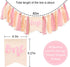 1st Girl Pink Theme Birthday High Chair Banner - Boho First Birthday Cake Smash Photo Decor (PINK ONE HF)