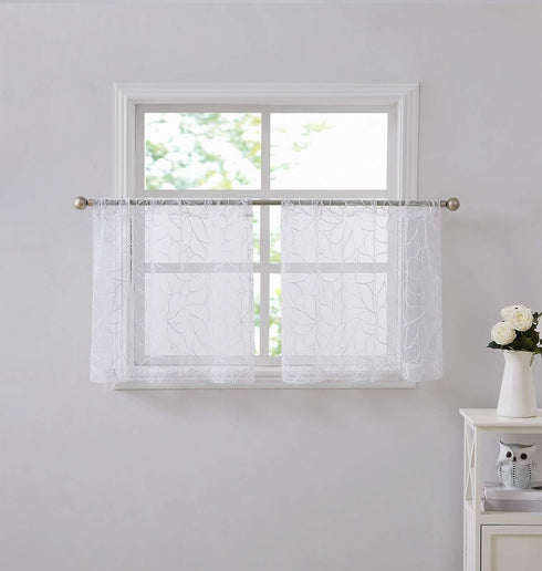 Warm Home Designs 30 x 36 Pair of Short White Kitchen Curtains, Boho Cafe Tiers for RV Window or Bathroom Drapes