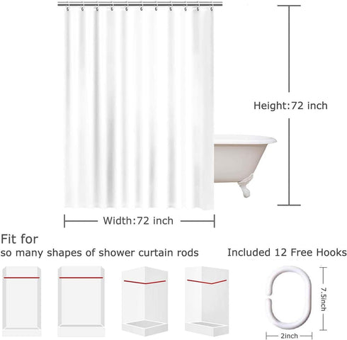 Marble Shower Curtain, Light Grey Brown Retro Style Paintbrush Colors, Waterproof Polyester Fabric (72x72 Inch)