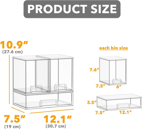 Countertop, 3 Pack, 2M1L, 10.9" SpaceAid Bottle Storage Organizer Baby - Acrylic Bottles Station Organizer Container