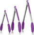 U-Taste Kitchen Tongs, 7/9/12 inches Cooking Tongs with High Heat-Resistant Non-Stick Tips, Pack of 3 (Purple)