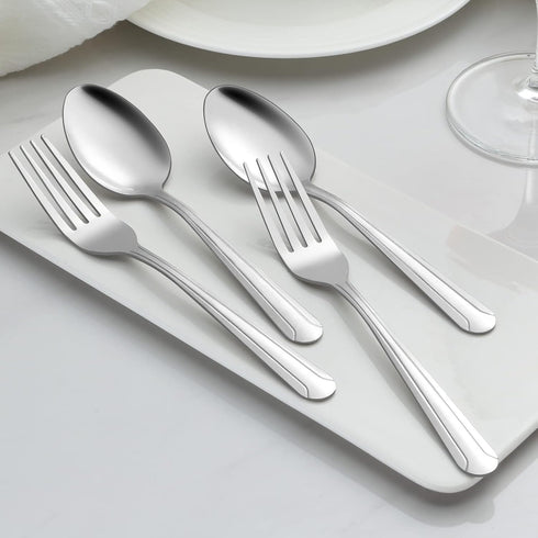 BEWOS 24 Pieces Silverware Set, 6.2 Inches Stainless Steel Tea Spoons, Mirror Polished, Dishwasher Safe for Home,
