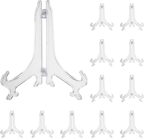 uxcell 12Pcs 7" Acrylic Plate Stands for Display, Easels for Card, Photo Frame, Desktop Transparent
