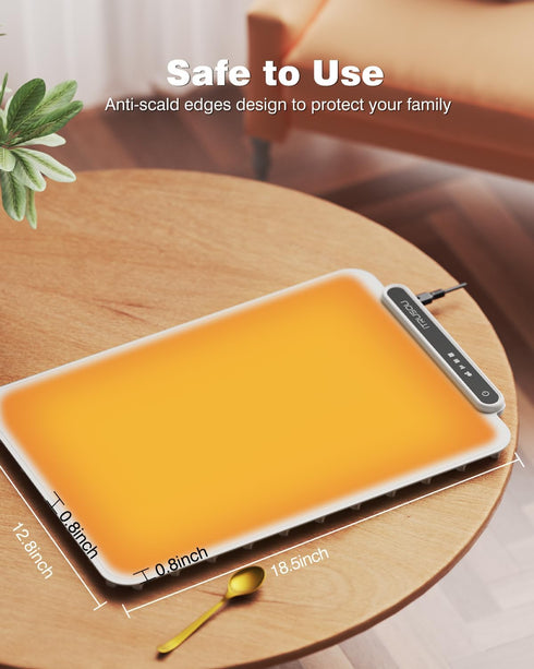 3 Setting Food Warming Mat, iTRUSOU Electric Warming Tray Full Surface Heating to Keep Food Warm or Thawing, Versatile