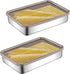 BigKing 2 Pack Bacon Keeper Container, Stainless Steel Cheese & Lunch Meat Containers for Fridge, Stackable with Lids