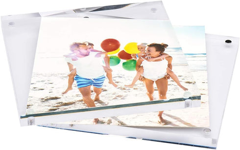 2 Pack 4x4 4x4 Set 10 10MM TWING Acrylic Picture Frame, Horizontal Magnet Double Sided Picture Frame with Microfiber