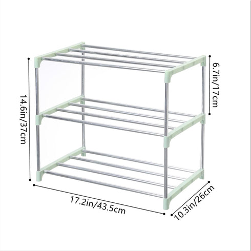 Closet (3-Tier, Jucaifu Stackable Small Shoe Rack, Entryway, Hallway and Space Saving Storage and Organization Green)
