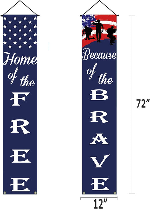 American Flag Soldier Porch Sign Banners - Patriotic Decoration for Memorial Day, 4th of July, Veterans Day, Labor Day