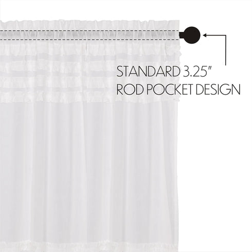 VHC Brands Farmhouse 16"x60" Valance, White Rod Pocket Kitchen Window Curtains