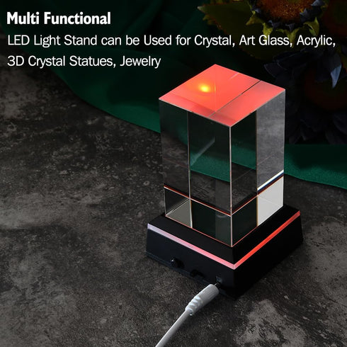 IFOLAINA Multicolor LED Light Base Show Stand, Square Display Plate, 9 Lighting Modes for 3D Crystal Art
