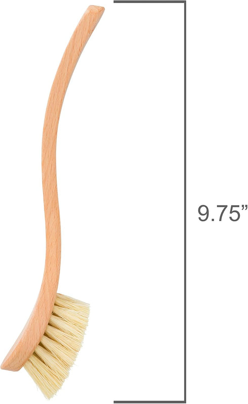 9-1/4 Inches, Redecker Curved Dish Brush, Strong Natural Tampico Fiber Bristles, Ergonomic Design with Oiled Beechwood