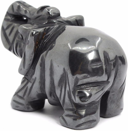 Justinstones 2 Inch Carved Natural Hematite Gemstone Elephant Healing Guardian Statue Figurine Crafts