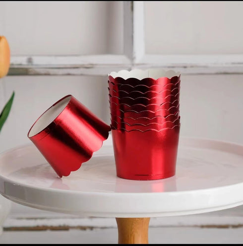 50 Pcs Paper Cupcake Liners, Baking Cups for Holiday, Parties, Wedding, Anniversary (Red)