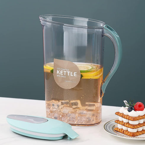Berglander 71 OZ Fridge Door Water Pitcher with Lid, Clear PET Water Jug for Making Tea, Juice, and Cold Drinks