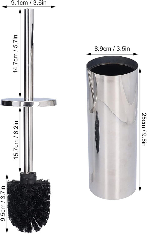 Toilet Brush and Holder Set, Stainless Steel Long Handle Toilet Bowl Cleaner, Soft Toilet Cleaning Brush (Silver)