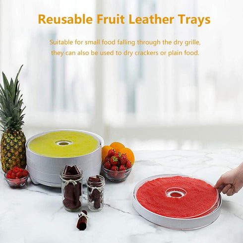 Non-stick Round Fruit Leather Roll Up Tray, Silicone Dehydrator Sheets for Food Machine Dryer, Fruit Roll Sheets