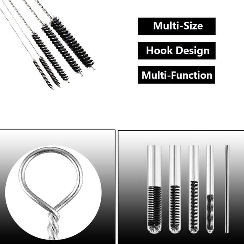 Multifunctional Pipe Cleaners Tool Set: Crevice Brushes, Pipe Tube Brush, Detailing Brush, and Gap Cleaning Brush for