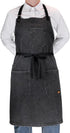 '-2) Denim Apron with Pockets, Professional for Mens Womens Chef Kitchen Cooking Grill BBQ Painting Baking, Black Bib